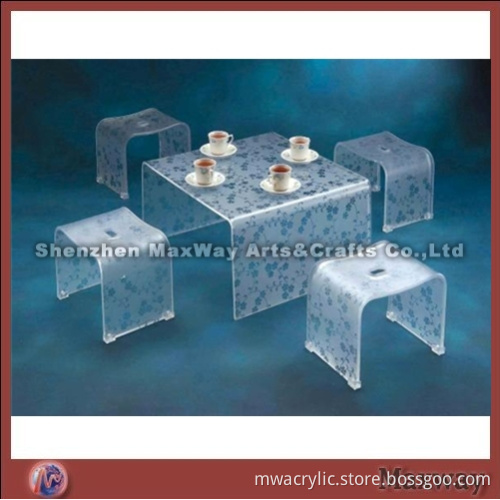 Acrylic/perspex arch bridge coffee table with 4 seats